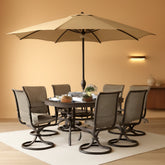 8 Piece Patio Dining Set For 6 With 13 Foot Beige Umbrella-0