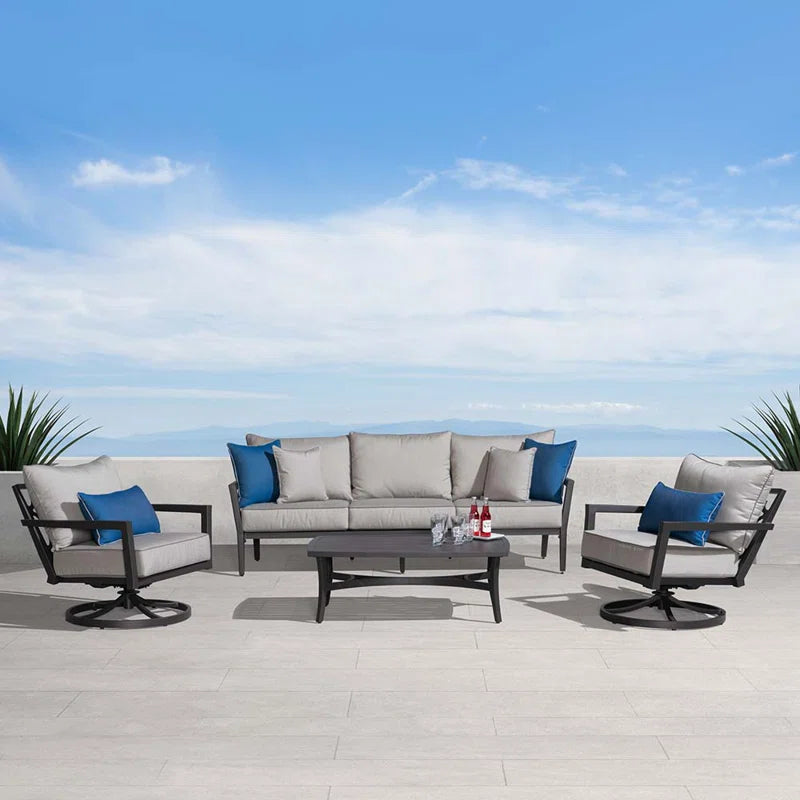 Outdoor Four Piece Sofa Set With Sunbrella Cushion Covers-0