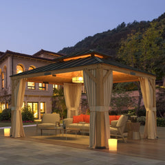 Spruce Wood Gazebo 11x13 With Double Roof Outdoor Patio-1