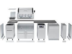 Broil King Imperial Outdoor Kitchen Island with QS 590i 5-Burner Grill, Rotisserie, Side Burner & Refrigerator