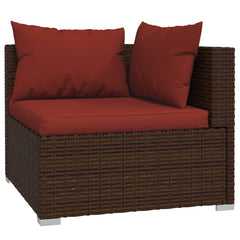 vidaXL 10 Piece Patio Lounge Set with Cushions Poly Rattan Brown-1