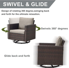 9 Piece Outdoor Patio Furniture Set with Swivel Rockers-1