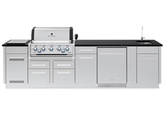 Broil King Imperial 126-Inch Complete Outdoor Kitchen Island with S 590i 5-Burner Gas Grill, Rotisserie, Side Burner & Refrigerator