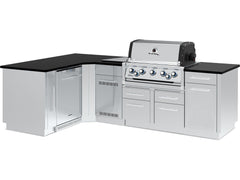 Broil King Imperial S 590i Outdoor Kitchen Island — 70″ × 111″ Freestanding Grill Island with Refrigerator & Spice Cabinet