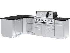 Broil King 70 x 118-Inch Outdoor Kitchen Island with Imperial S 690i 6-Burner Gas Grill, Rotisserie, Side Burner & Refrigerator