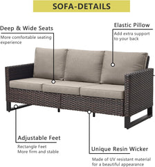 Seven Piece Outdoor Wicker Patio Furniture Set With Swivel Rockers-2