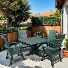 The Best Adirondack Chair Company Wooden Modern Dining Set for 4 with Pedestal Table