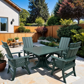 The Best Adirondack Chair Company Wooden Modern Dining Set for 4 with Pedestal Table