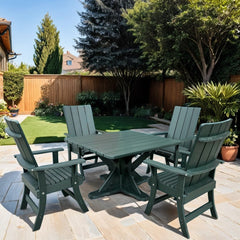 The Best Adirondack Chair Company Wooden Modern Dining Set for 4 with Pedestal Table