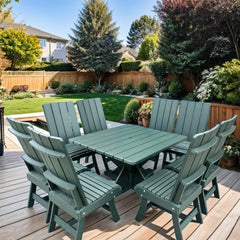 The Best Adirondack Chair Company Wooden Modern Dining Set for 8 with Pedestal Table