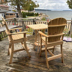 The Best Adirondack Chair Company Wooden Bar Height Bistro Set for 2 with 30" Pedestal Table