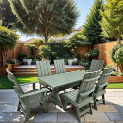 The Best Adirondack Chair Company Wooden Modern Dining Set for 6 with 5' Table