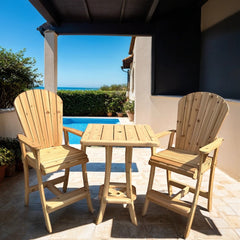 The Best Adirondack Chair Company Wooden Bar Height Bistro Set for 2 with 30" Pedestal Table