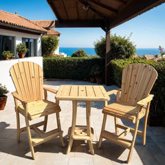 The Best Adirondack Chair Company Wooden Bar Height Bistro Set for 2 with 30" Pedestal Table