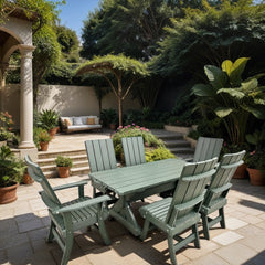 The Best Adirondack Chair Company Wooden Modern Dining Set for 6 with 6' Table