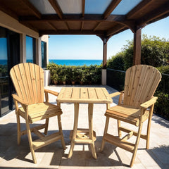 The Best Adirondack Chair Company Wooden Bar Height Bistro Set for 2 with 30" Pedestal Table