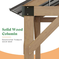 Ten By Twelve Feet Black Spruce Wood Gazebo Metal Roof-3