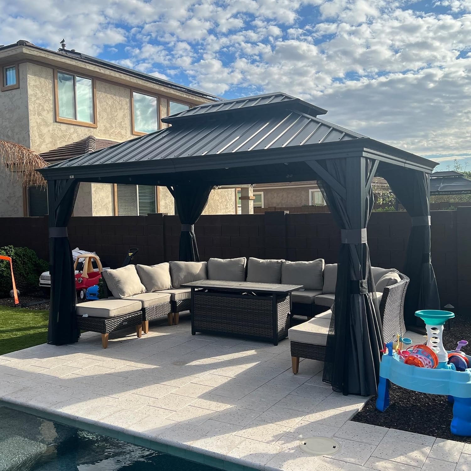 10x13 Aluminum Hardtop Gazebo With Curtains Included-1