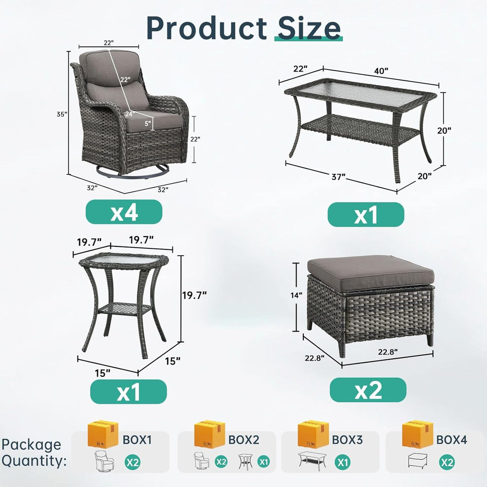 Outdoor Swivel Rocker Patio Chairs Set with Table-1