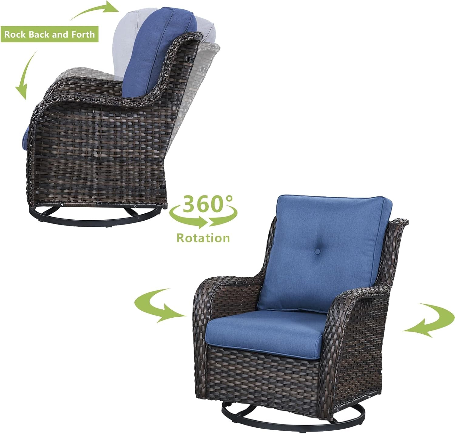 6 Piece Outdoor Patio Furniture Set With Swivel Chairs-4