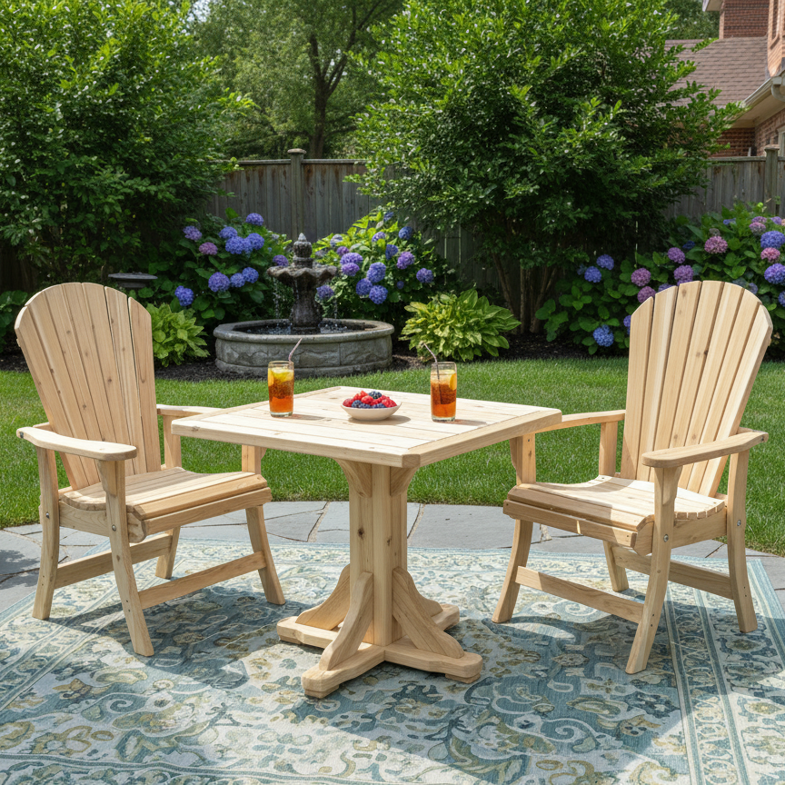 The Best Adirondack Chair Company Dining Set for 2 with Pedestal Table