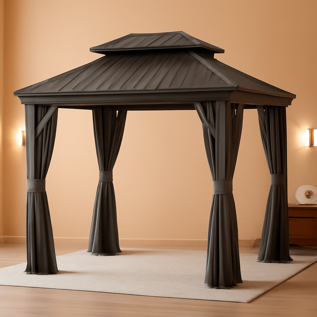 10x13 Aluminum Hardtop Gazebo With Curtains Included-0