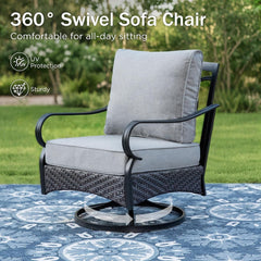 Upgraded Wicker Metal Patio Furniture Set with Cushions-2