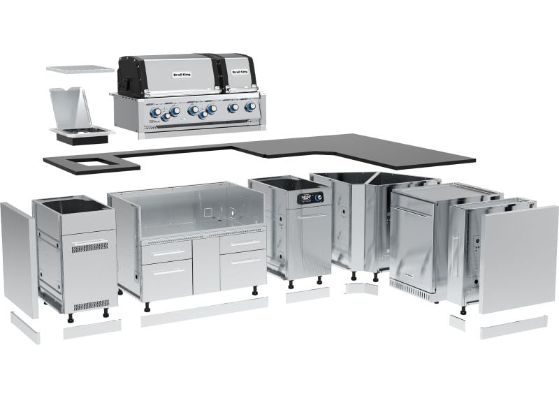 Broil King Imperial iQue™ Dual Grill Gourmet Outdoor Kitchen — 44″ Smart Dual-Oven Grill Island