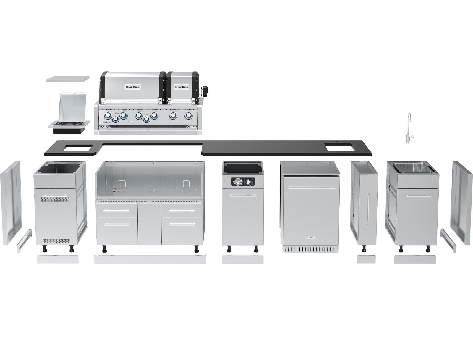 Broil King Imperial Kitchen Island — 44″ Gas Grill with Refrigerator, Rotisserie & Side Burner