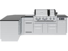 Broil King 70 x 118-Inch Outdoor Kitchen Island with Imperial QS 690i 6-Burner Gas Grill, Rotisserie, Side Burner & Refrigerator