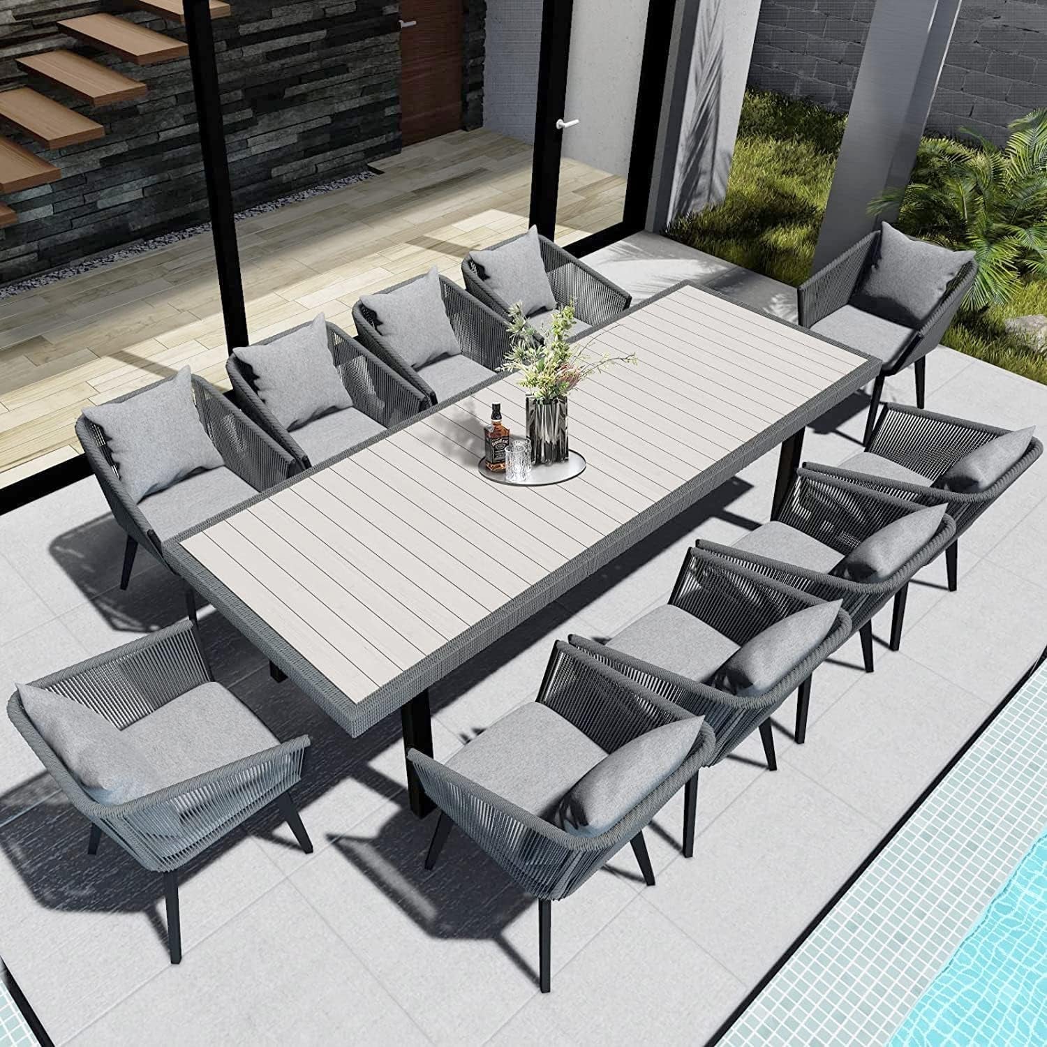 Elegant 11 Piece Patio Dining Set for Outdoor Spaces-0
