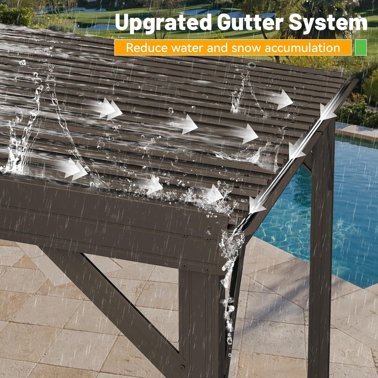 12x20 Ft Lean-To Gazebo Wall-Mounted Hardtop Brown-1