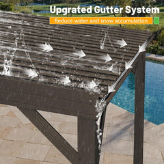 12x20 Ft Lean-To Gazebo Wall-Mounted Hardtop Brown-1