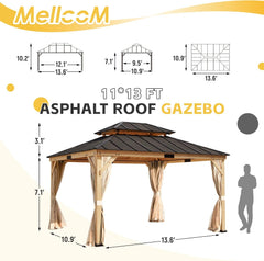 Spruce Wood Gazebo 11x13 With Double Roof Outdoor Patio-2