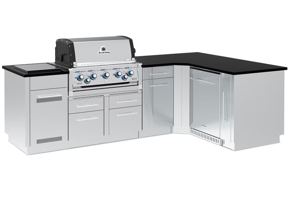 Broil King Imperial S 590i Gourmet Outdoor Kitchen — Freestanding Grill Island with Refrigerator
