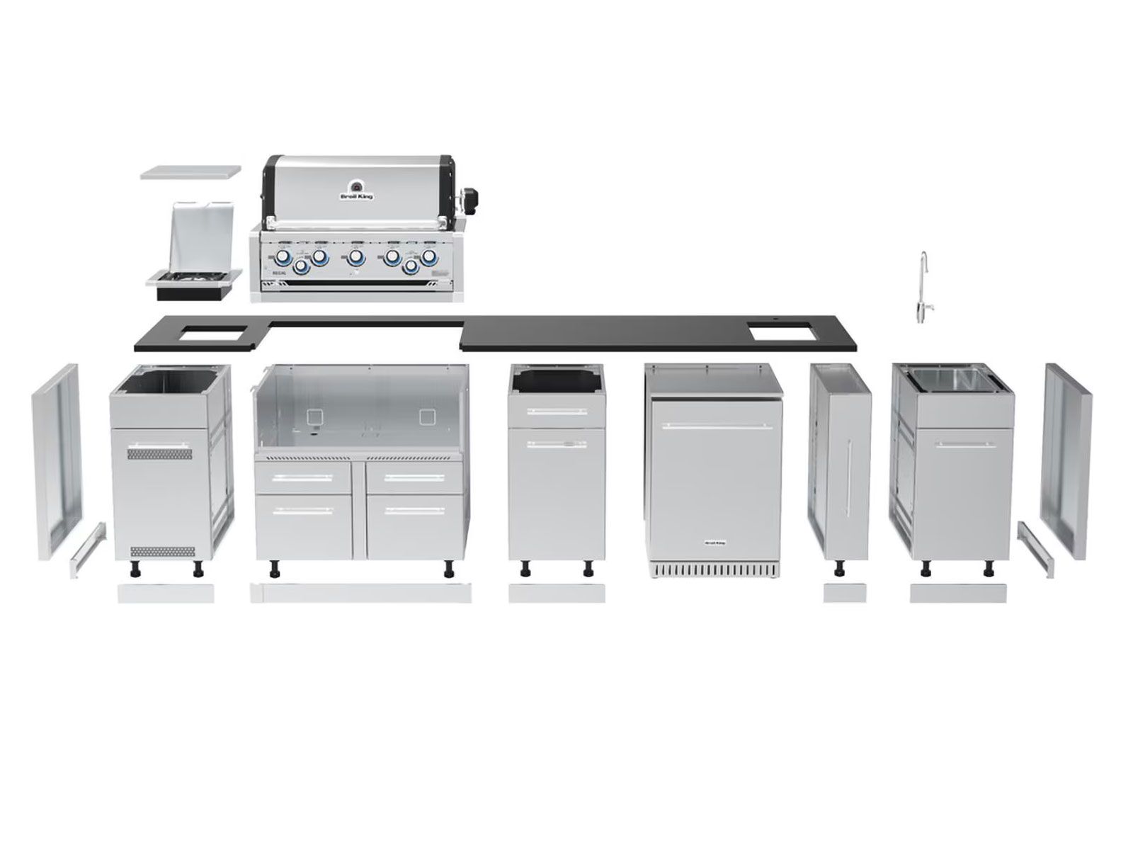 Broil King Imperial 126-Inch Complete Outdoor Kitchen Island with S 590i 5-Burner Gas Grill, Rotisserie, Side Burner & Refrigerator