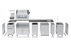 Broil King Imperial 126-Inch Complete Outdoor Kitchen Island with S 590i 5-Burner Gas Grill, Rotisserie, Side Burner & Refrigerator