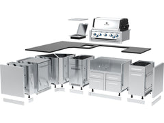 Broil King Imperial S 590i Outdoor Kitchen Island — 70″ × 111″ Freestanding Grill Island with Refrigerator & Spice Cabinet