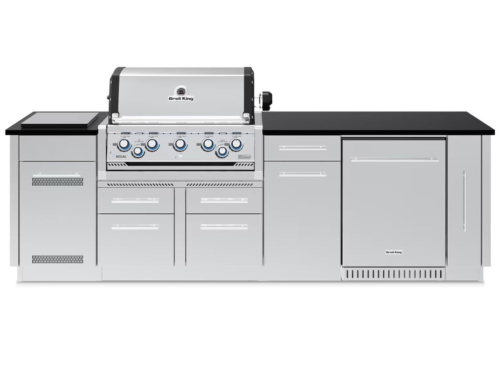 Broil King Imperial Outdoor Kitchen Island with 5-Burner Grill, Rotisserie, Side Burner & Refrigerator