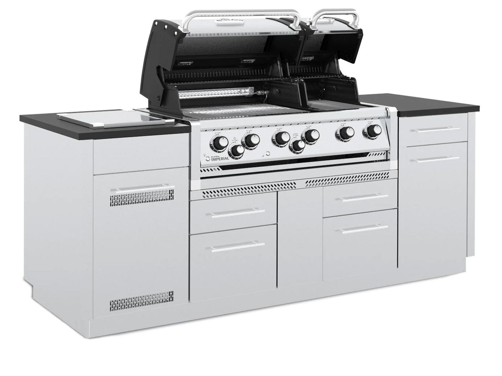 Broil King Imperial S 690i 6-Burner Gas Grill Center with Rotisserie, Side Burner & Granite Countertop