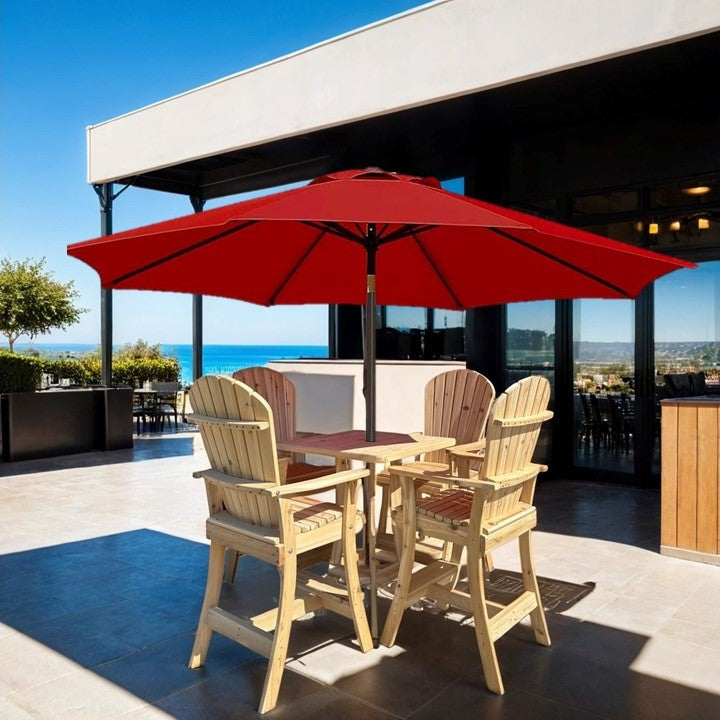 The Best Adirondack Chair Company Wooden Bar Height Bistro Set for 4 with 30" Pedestal Table