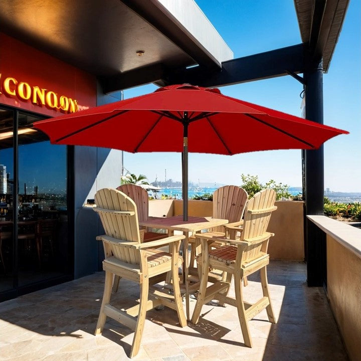 The Best Adirondack Chair Company Wooden Bar Height Bistro Set for 4 with 30" Pedestal Table