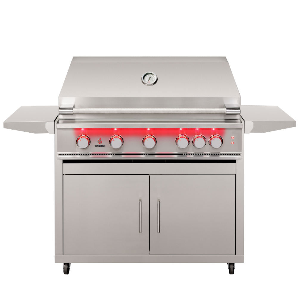 TrueFlame 40-Inch 5-Burner Freestanding Gas Grill with Rear Infrared Burner