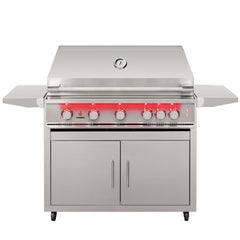 TrueFlame 40-Inch 5-Burner Freestanding Gas Grill with Rear Infrared Burner