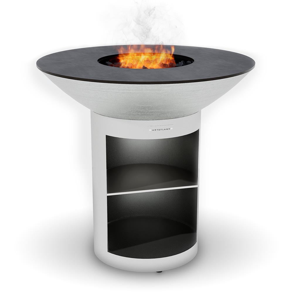 Arteflame 40″ Platinum Series — Flat-Top Charcoal Grill & Fire Bowl with Storage Base