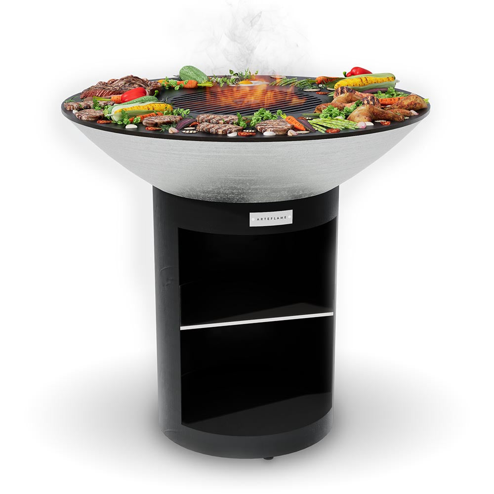 Arteflame 40″ Platinum Series — Flat-Top Charcoal Grill & Fire Bowl with Storage Base