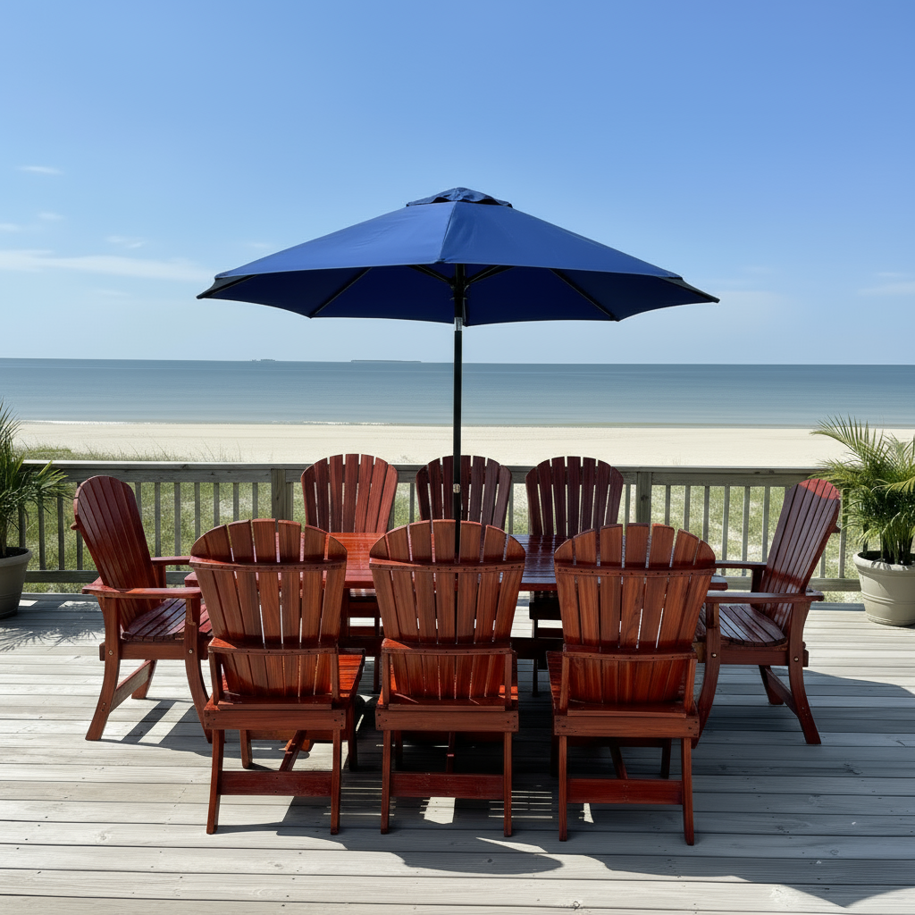 The Best Adirondack Chair Company Dining Set for 8 with 6' Trestle Table