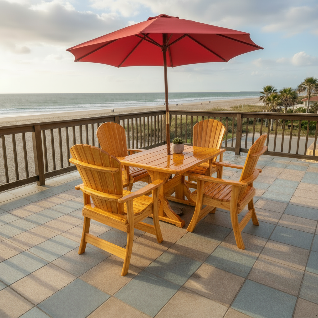 The Best Adirondack Chair Company Dining Set for 4 with 4' Trestle Table