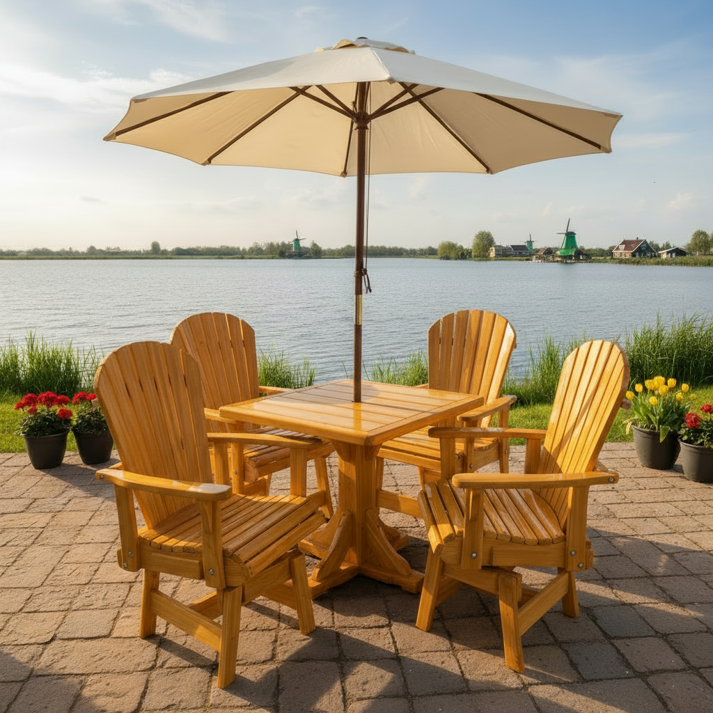 The Best Adirondack Chair Company Dining Set for 4 with Pedestal Table