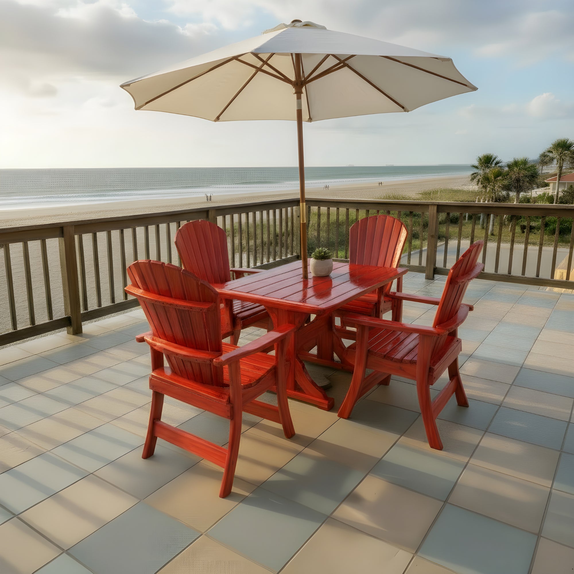 The Best Adirondack Chair Company Dining Set for 4 with 4' Trestle Table